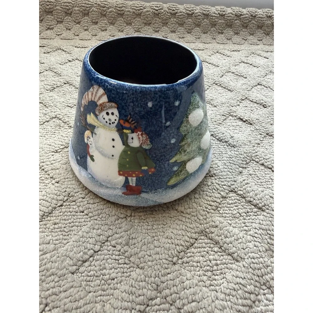 Home Interiors Christmas Snowman with Kids Jar Candle Shade
